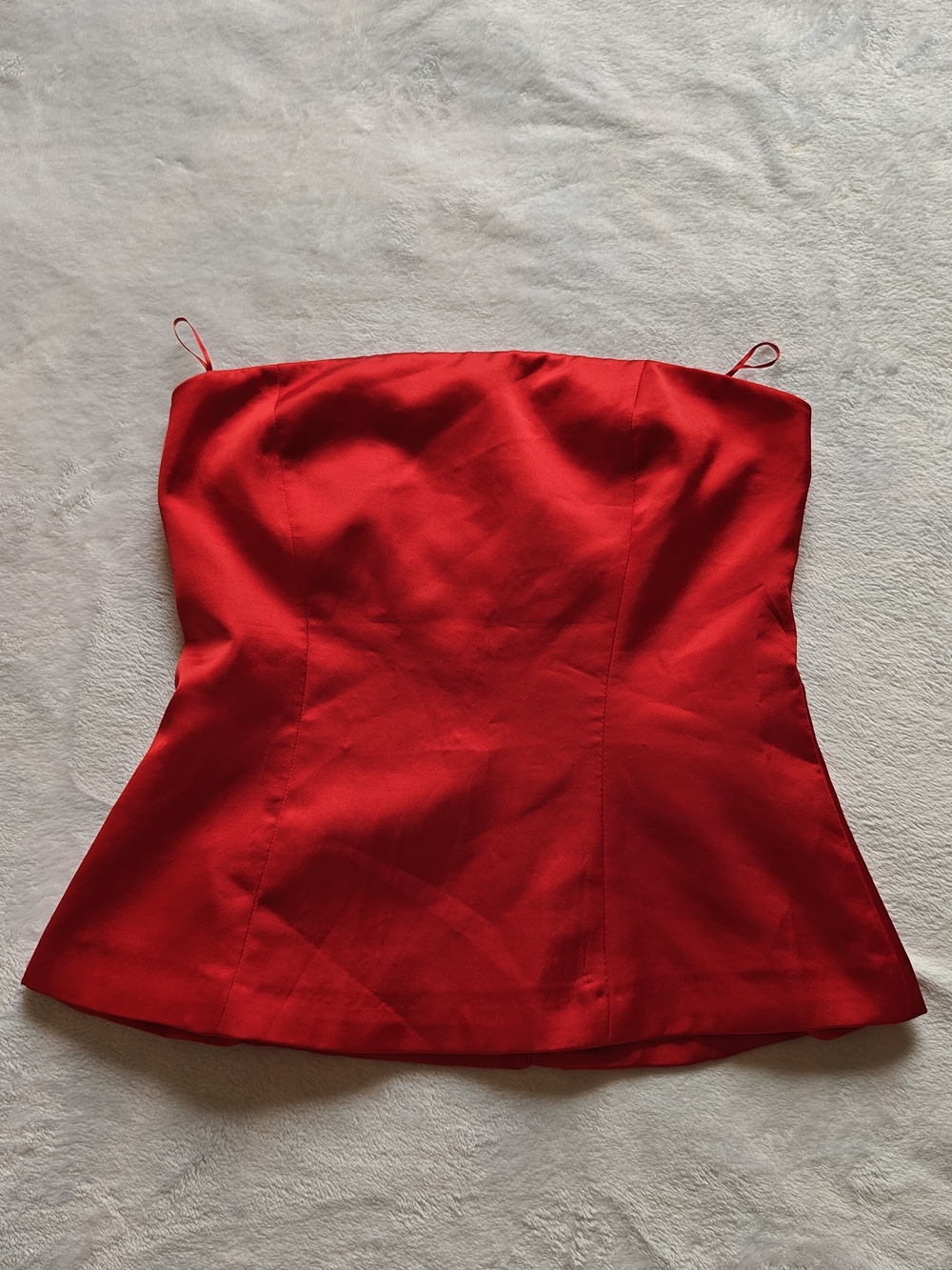 ZARA Women's Red Strapless Solid Bustier Corset Top Polyester Size M